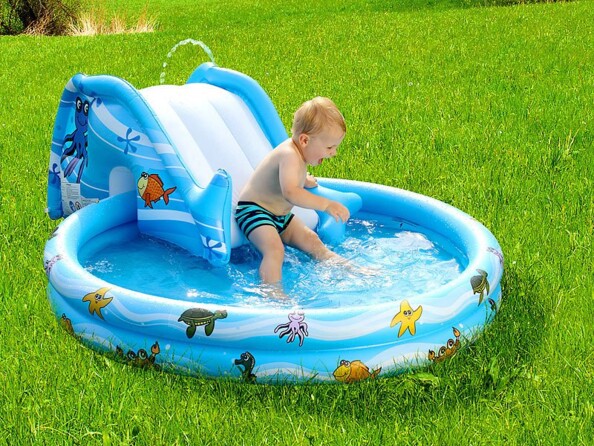 Pataugeoire enfant 2 boudins avec toboggan