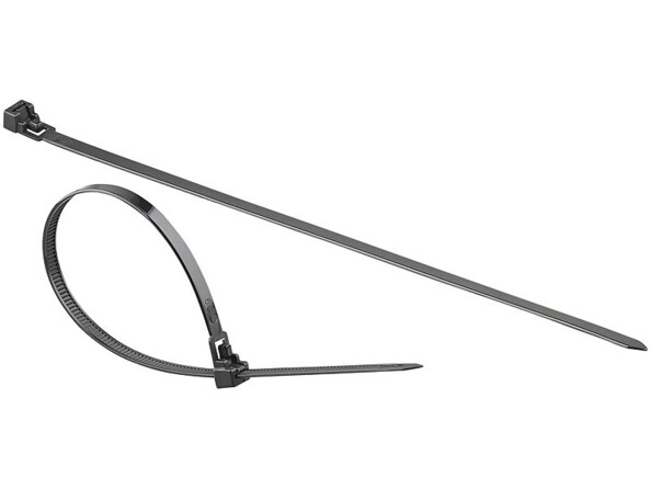 200 colliers de serrage réutilisables - Noir - 300 x 7,6 mm