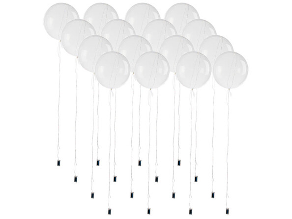 16 ballons transparents de 30 cm avec guirlande lumineuse
