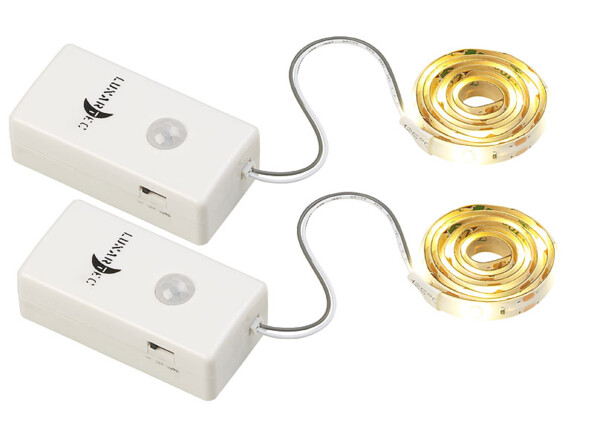 Deux bandes LED 60 cm adhésive à piles Lunartec.