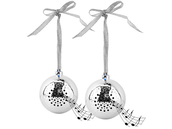 2 boules de Noël avec bluetooth et haut-parleur intégré - Argent