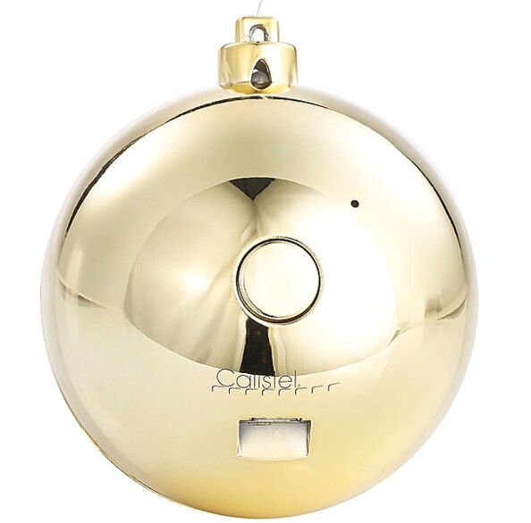 Boule de Noël dorée ultra-réfléchissante avec bouchon central et marque Casseler