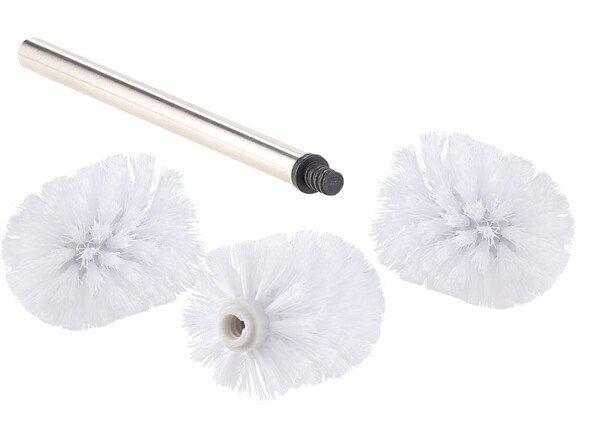2 brosses WC en acier inoxydable avec têtes de rechange Ø 8 cm - Blanc