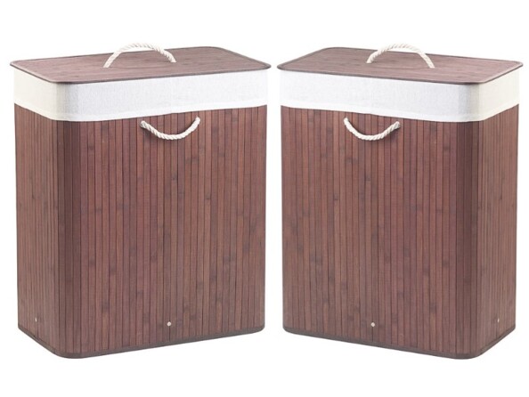 Deux corbeilles à linge en bambou de 100 L brunes par Infactory.