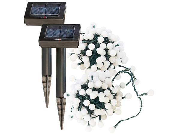 Deux guirlandes solaires avec 102 LED blanches.