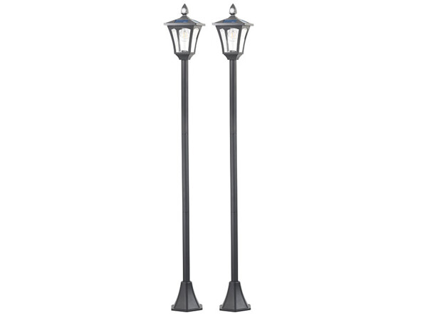2 lampadaires solaires à LED, capteur PIR et crépusculaire, 300 lm, 160 cm