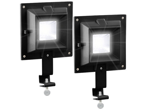 2 lampes solaires avec 6 LED SMD pour clôture et gouttière