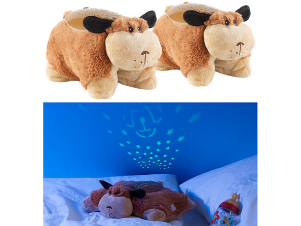2 peluches Chien Tobias avec projections lumineuses