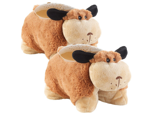 2 peluches Chien Tobias avec projections lumineuses