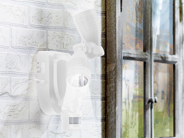 2 projecteurs extérieurs LED solaire 3 W - Double tête - blanc