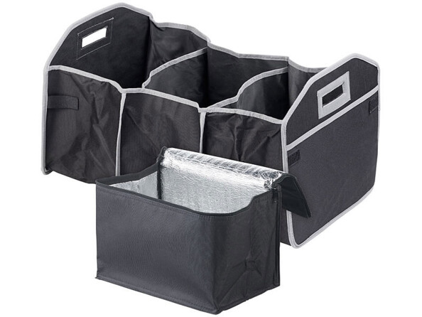 2 sacs de rangement pliables XL pour coffre avec compartiment isotherme