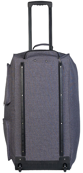 Vue de dos du sac de voyage XCase gris avec poignée télescopique et fermetures