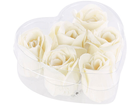 24 savons en forme de roses blanches avec 4 coffrets cadeaux