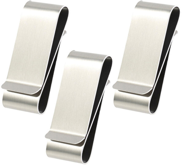 3 doubles pinces à billets en acier inoxydable