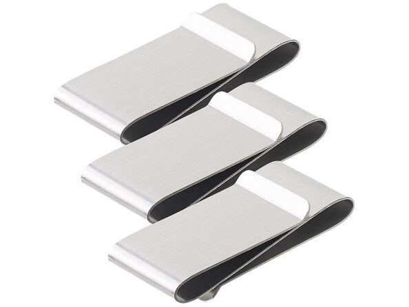 3 doubles pinces à billets en acier inoxydable