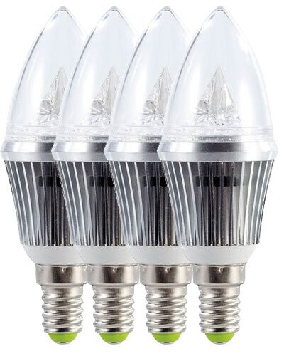 4 ampoules bougie à LED SMD - E14 - 4W - blanc chaud