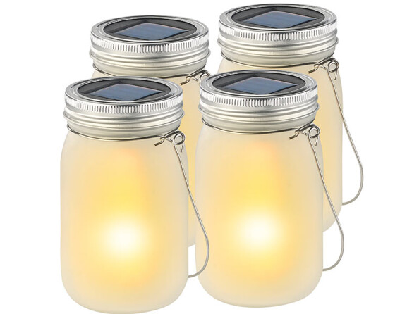 Lot de 4 bocaux lumineux solaires par Luminea.