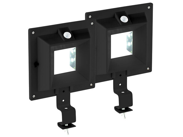 2 lampes solaires à LED pour gouttière 160 lm / 2 W avec capteur PIR - Noir