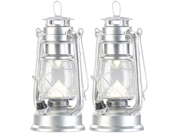 2 lampes tempêtes LED rechargeables avec variateur 200 lm / 3W / 8000K - Argent