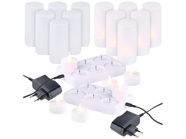12 bougies plates à LED effet flamme scintillante
