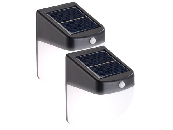 2 appliques murales solaires LED 1 W avec détecteur de mouvement