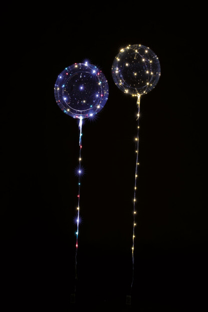 2 ballons transparents Ø 30 cm avec guirlandes lumineuses