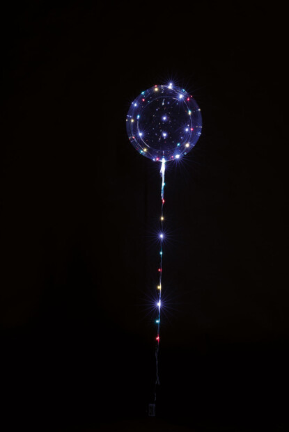 2 ballons transparents Ø 30 cm avec guirlandes lumineuses
