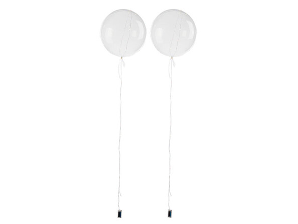 2 ballons transparents Ø 30 cm avec guirlandes lumineuses