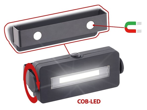 2 lampes de travail magnétiques et orientables LED COB 100 lm