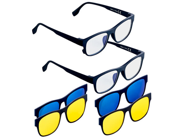 2 lunettes anti lumière bleue avec 2 sur-lunettes magnétiques et 2 protections