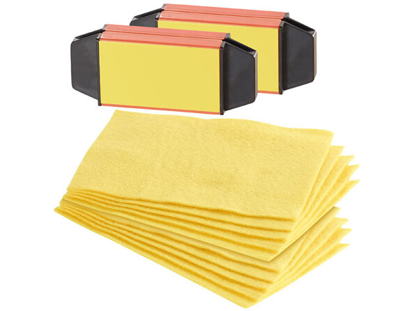 2 nettoyeurs d'essuie-glaces avec 5 chiffons en non-tissé