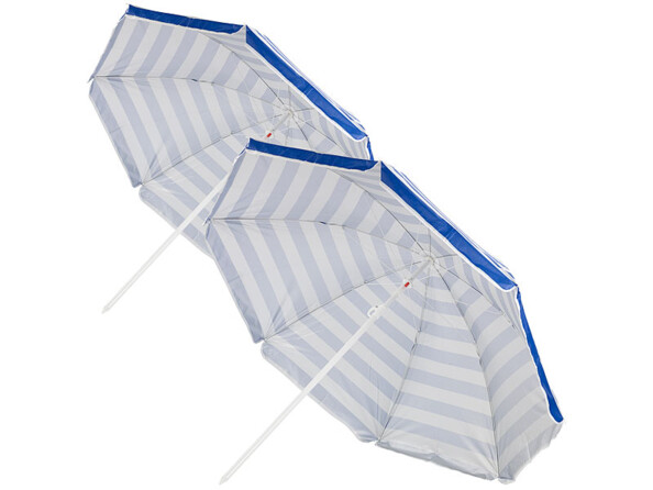 2 parasols avec étuis UV 30+ / Ø 180 cm
