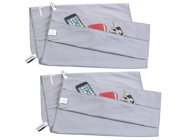 2 serviettes en microfibres avec poche intégrée - 50 x 100 cm