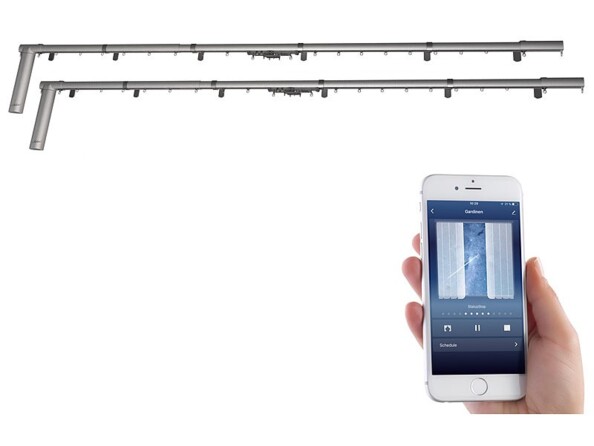 2 tringles à rideau motorisées et connectées compatibles avec Amazon Alexa