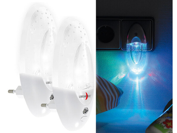 2 veilleuses à couleur changeante et détecteur de lumière ''Arc-en-Ciel''