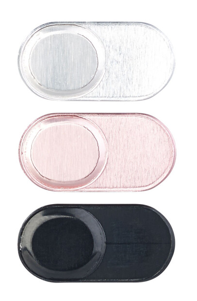 3 caches pour webcam d'ordinateur portable autoadhésifs - Aluminium Somikon. Coloris : noir / argent / or rose