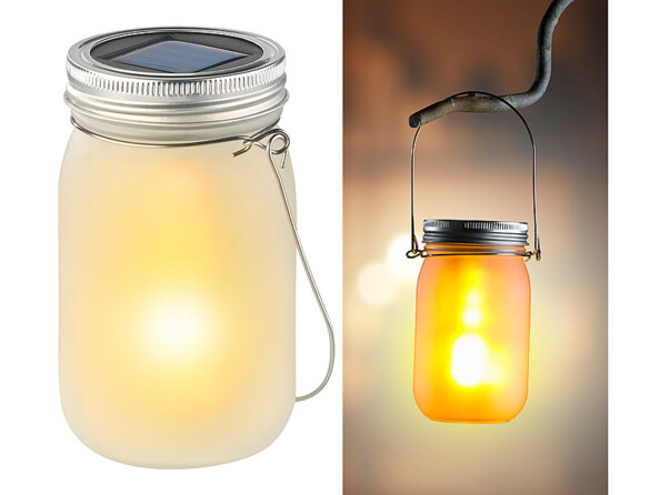 Bocal lumineux à LED solaire avec effet flamme