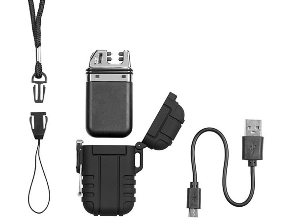 2 briquets électroniques rechargeables à double arc électrique - Noir