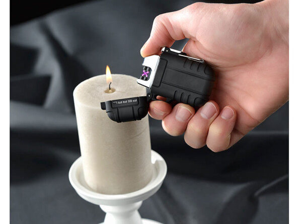 2 briquets électroniques rechargeables à double arc électrique - Noir