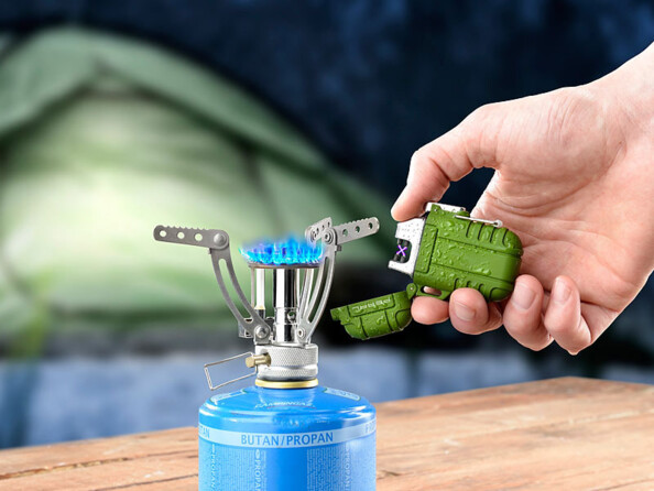 Briquet électronique rechargeable à double arc électrique, coloris olive