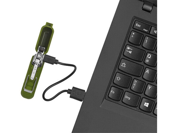 Briquet électronique rechargeable à double arc électrique, coloris olive