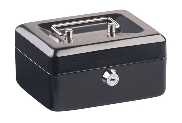 Caisse à monnaie en acier.6mm avec une poignée de transport rabattable