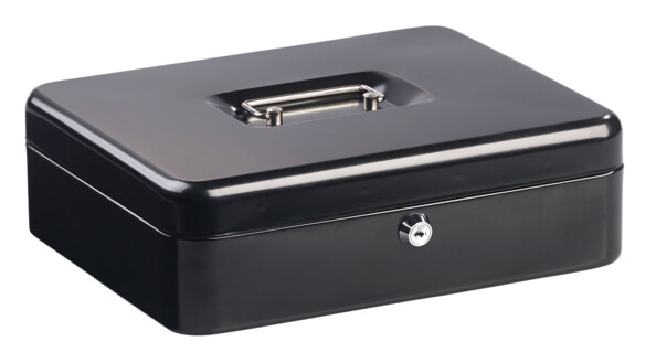 Caisse à monnaie en acier - 30 cm. Poignée de transport intégrée