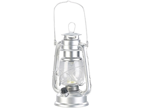 Lampe-tempête LED à piles à intensité variable 200 lm / 3W / 8000K - Argent