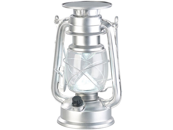 Lampe-tempête LED solaire à intensité variable 200 lm / 3 W / 8000 K - Argent