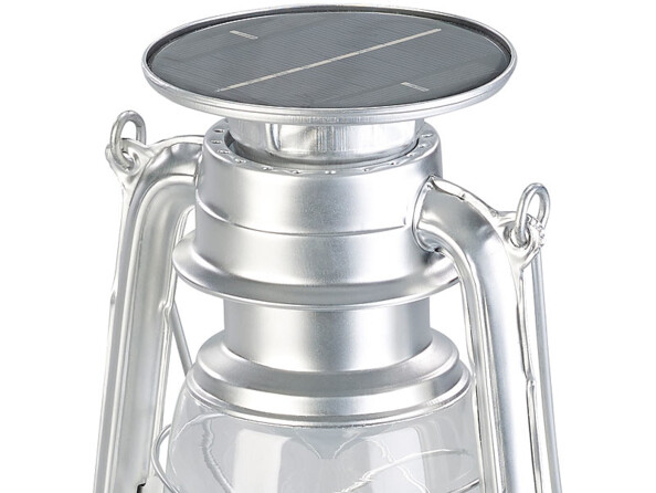Lampe-tempête LED solaire à intensité variable 200 lm / 3 W / 8000 K - Argent
