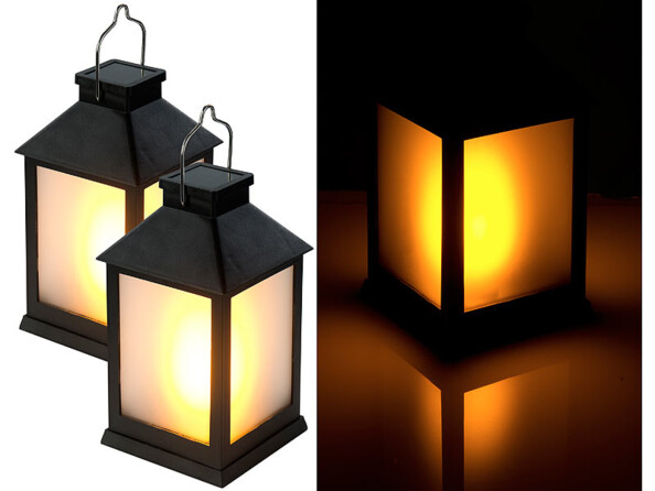 2 lanternes de jardin solaires à 12 LED effet flamme