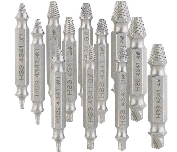 Pack de 12 extracteurs de vis de dureté selon Rockwell 63 - 64 HRC