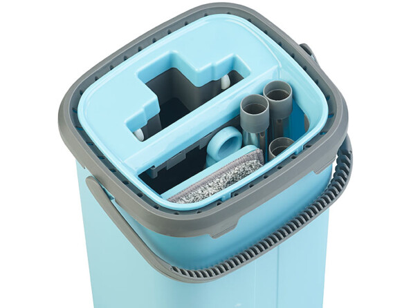 Seau de ménage avec 2 compartiments et balai-serpillière WM-15