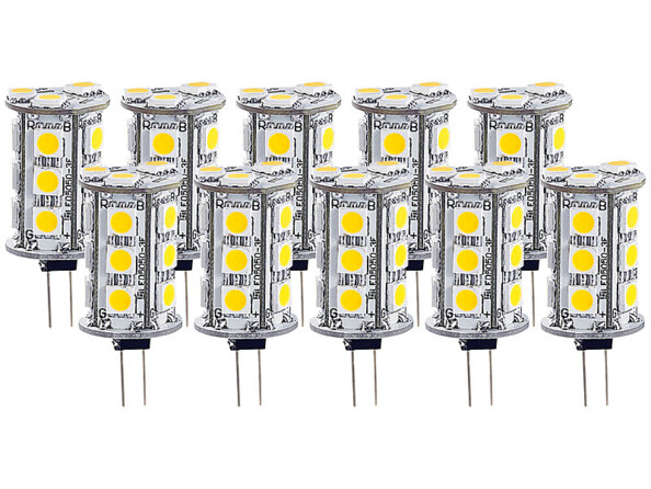 10 ampoules 18 LED SMD G4 blanc neutre